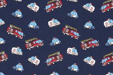 Cotton Jersey Emergency Cars Navy Cotton Jersey Emergency Cars Navy