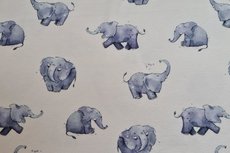 Cotton Jersey Digital Elephant Off White 