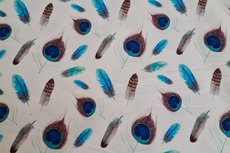 Cotton Jersey Digital Peacock Off White Cotton Jersey Digital Peacock Off White