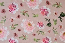 Cotton Jersey Digital Flowers Old Mauve Cotton Jersey Digital Flowers Old Mauve