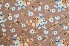 Cotton Jersey Digital Vintage Flowers Caramel Cotton Jersey Digital Vintage Flowers Caramel