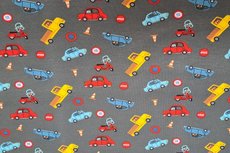 Cotton Jersey Traffic Cars Grey Cotton Jersey Traffic Cars Grey
