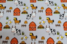 Cotton Jersey Farm Animals Light Grey Cotton Jersey Farm Animals Light Grey