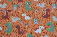 Cotton Jersey Little Dino Brick Cotton Jersey Little Dino Brick