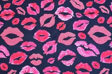 Cotton Jersey Glitter Lips Navy Cotton Jersey Glitter Lips Navy