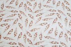 Cotton Jersey Digital Vintage Feathers Off White Cotton Jersey Digital Vintage Feathers Off White