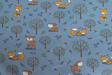 Cotton Jersey Little Fox & Bambi Light Blue Cotton Jersey Little Fox & Bambi Light Blue