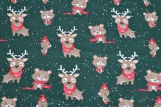 Cotton Jersey Reindeer Green Cotton Jersey Reindeer Green