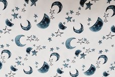 Cotton Jersey Stars & Moon Blue Cotton Jersey Stars & Moon Blue