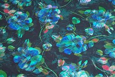 Viscose Jersey Digital Flowers Black/Green Viscose Jersey Digital Flowers Black/Green