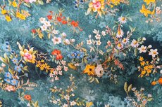 Viscose Digital Flowers Petrol Viscose Digital Flowers Petrol