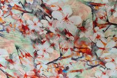 Viscose Digital Flowers Red