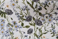 Viscose Stretch woven Flowers Grey