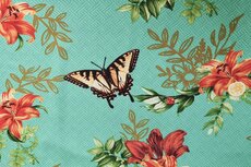 Viscose Butterfly & Flowers Mint