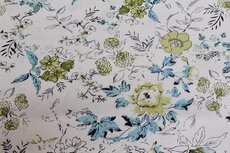 Linnen Viscose Flowers Off White
