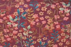 Cotton Jersey Digital Forest Flowers Red