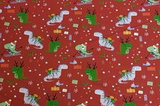 Cotton Jersey Christmas Dino Red