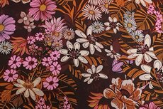 Viscose Jersey Retro Flowers Brown