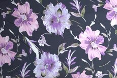 Viscose Twill Flowers Lilac