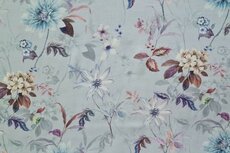 Viscose Digital Flowers Light Blue