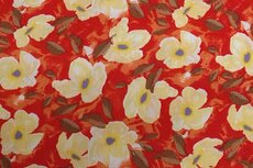 Viscose Crincle Flowers Red/Orange