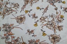 Viscose Crincle Flowers Off White