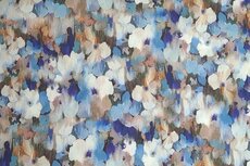 Viscose Digital Blurry Flowers Blue
