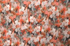 Viscose Digital Blurry Flowers Orange