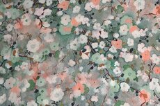 Viscose Digital Blurry Flowers Green