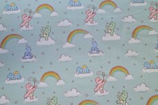 Cotton Jersey Care Bears & Clouds Mint