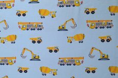 Cotton Jersey Construction Machines Blue