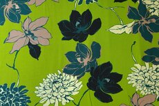 Viscose Twill Flowers Lime