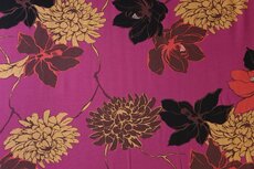 Viscose Twill Flowers Fuchsia
