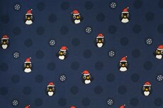 Cotton Jersey Christmas Pinguin Navy