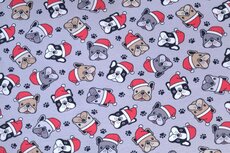 Cotton Jersey Christmas Dog Grey