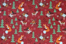 Cotton Jersey Christmas Fox Red