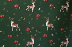French Terry Brushed Digital Reindeers Green