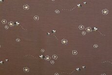 Cotton Jersey Flowers & Bees Brown