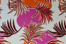 Viscose Jersey Multicolour Leaves Pink