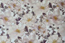 Viscose Poplin Stretch Flowers White