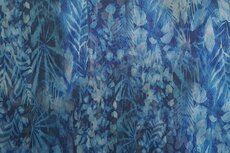 Viscose Digital Abstract Leaves Blue