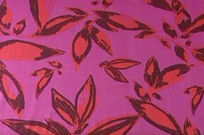 Viscose Stretch Woven Leaves Pink