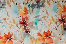 Linnen Print Flowers Natural/Orange
