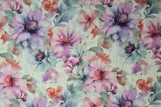 Linnen Print Flowers Lilac