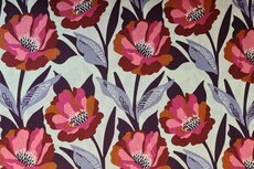 Linnen Viscose Flowers Cyclam/Lilac