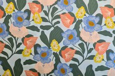 Cotton Voile Flowers Light Blue (Nerida Hansen)