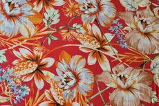 Viscose Crincle Flowers Red