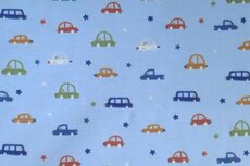 Cotton Flannel Cars & Stars Blue