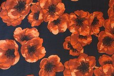 Viscose Crepe Flowers Black/Pumpkin