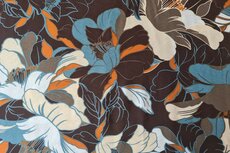 Viscose Crepe Painted Flowers Brown